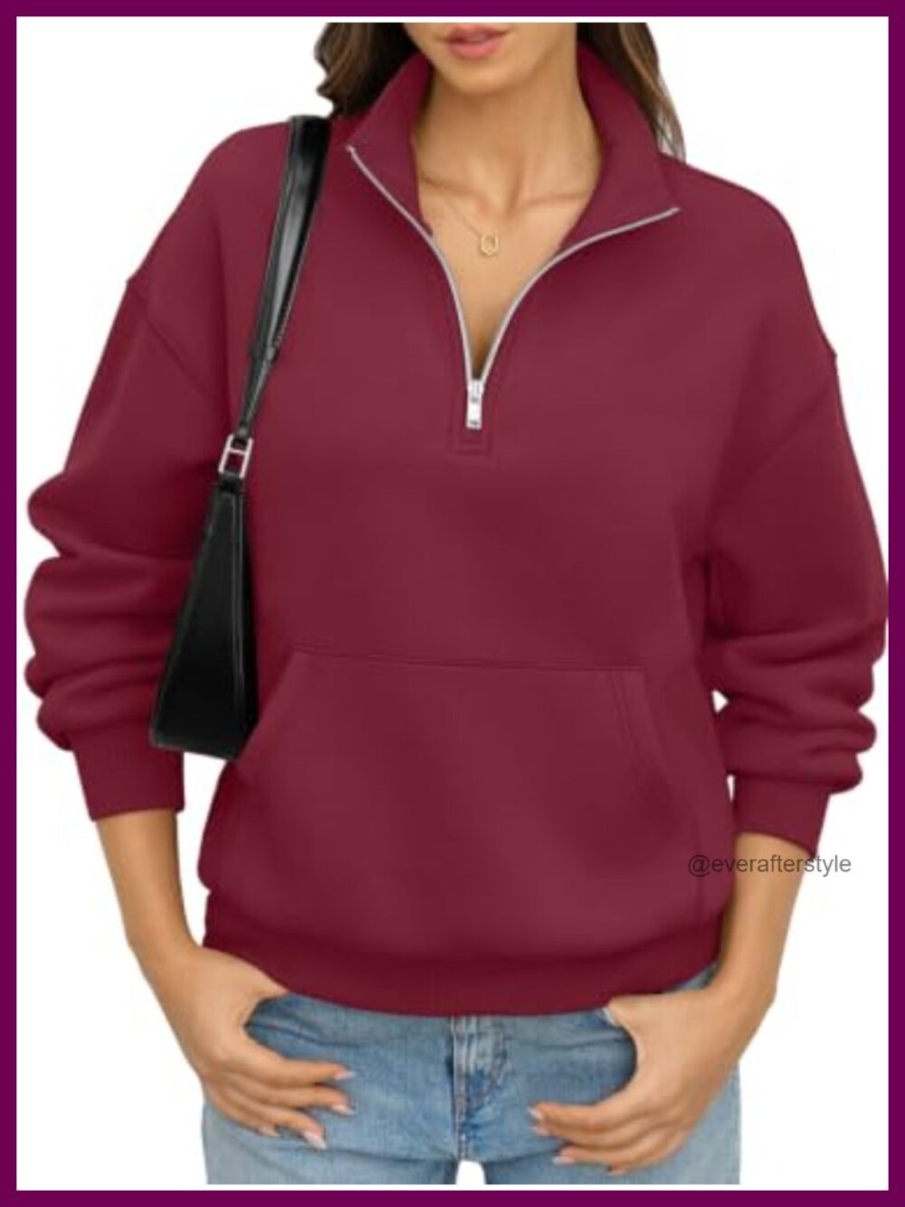 Oversized Quarter Half Zip Sweatshirt Fleece Lined Pullover Y2K
